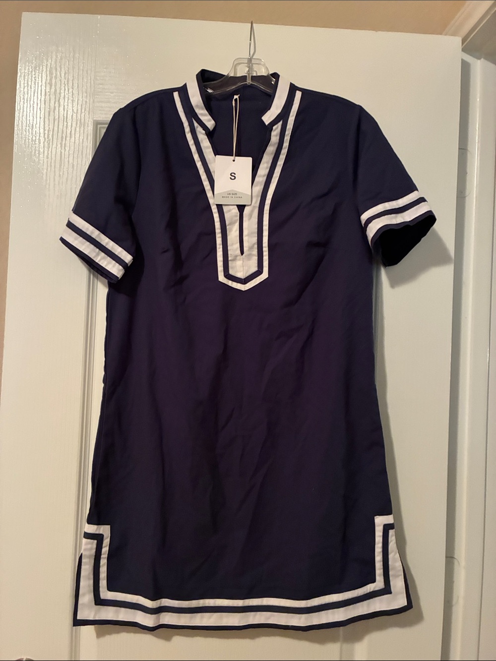 Amazon Navy and White Short Sleeve Tunic Dress